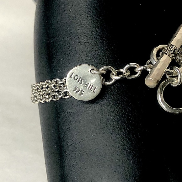 LOIS HILL Sterling Silver Reversible Multi-Strand Floral Charm & Toggle Bracelet - Picture 11 of 17